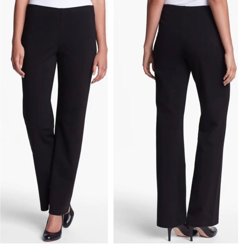 •EILEEN FISHER• Black Straight Leg Ponte Pull-On Pant